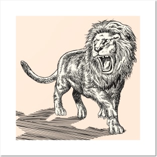 Roaring Lion Pen and Ink Posters and Art